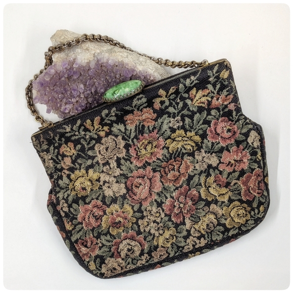 *SOLD* Vtg/Antique Petit Point Edwardian tapestry bag - Picture 2 of 8